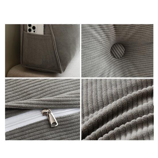 Headboard Wedge Cushion Corduroy Triangle Headboard Pillow with Side Pocket Ergonomic Back Support Daybed Pillow for Reading Sitting Working