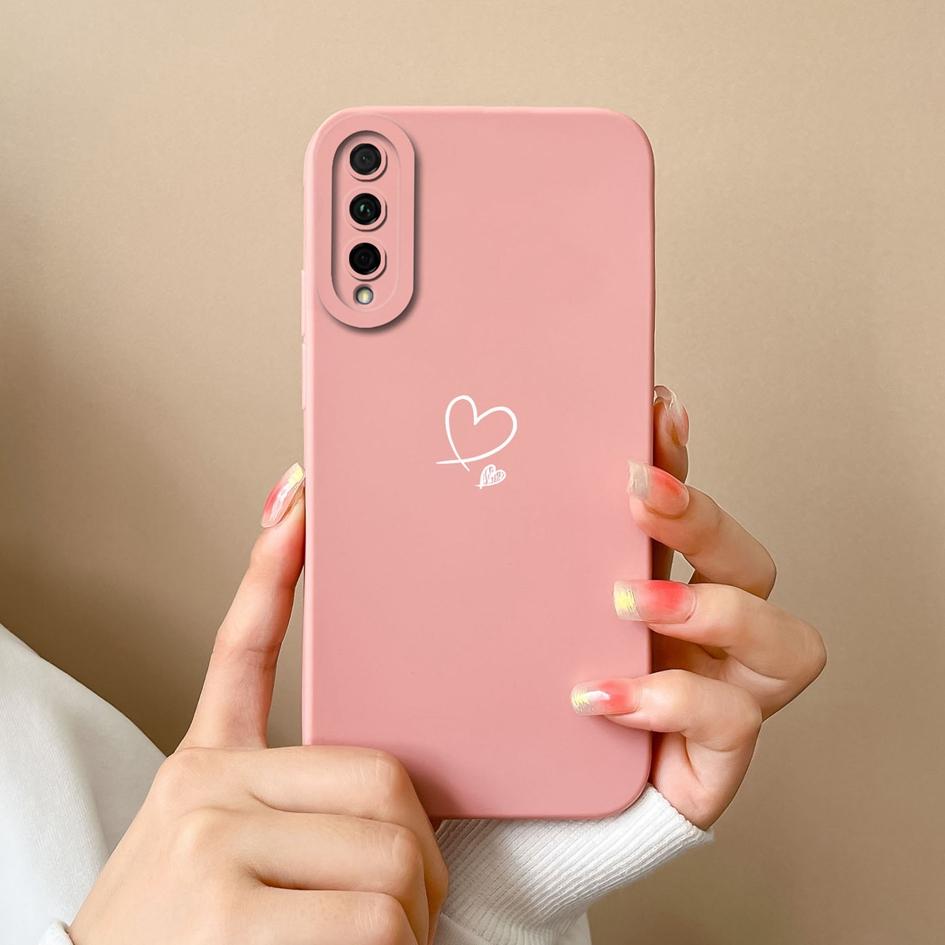 Чехол для Huawei P Smart 2021 Y5 Y6 Y7 Y9 Y9S Honor 20 Lite, задняя крышка, модный матовый противоударный мягкий силиконовый чехол с сердечком для Huawei, бампер
