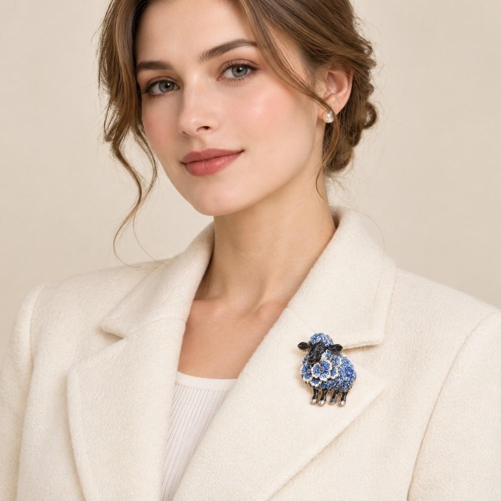 Colorful Enamel Sheep Brooch Vintage Style Animal Brooch Festival Goat Lapel Pin Unisex