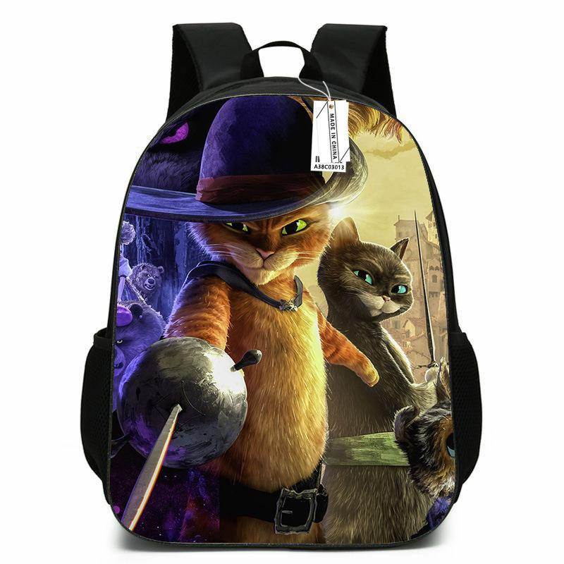 Pussy Boots School Bag Anime Cartoon Backpack Digital Printing Polyester Backpack