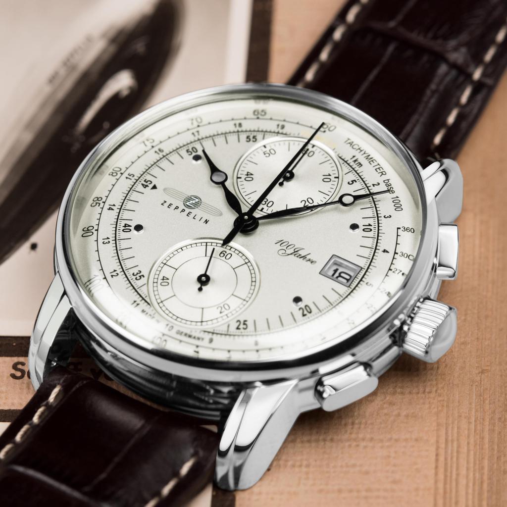 Watch Special Edition 100 Years 100th Anniversary Silver Dial Stainless Steel Quartz Germany Watch Brown [Zeppelin] 41.5MM 8670-1 Men's [Item]