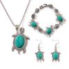 Retro Turquoise Turtle Jewelry Set: Three-Piece Exotic European & American Fashion