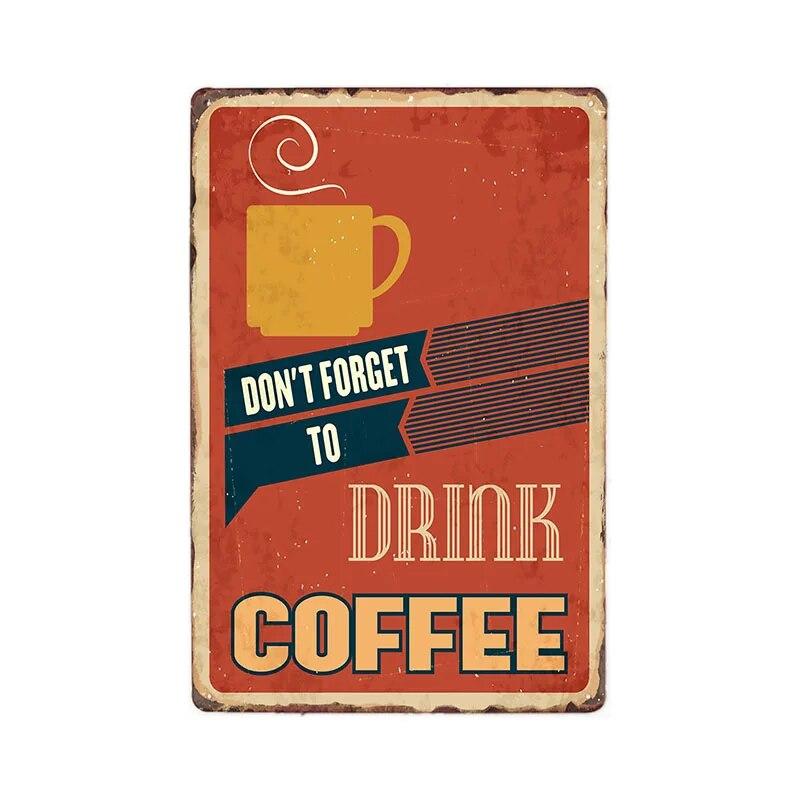 Retro Metal Coffee Tin Signs Cafe Shop Plaque Vintage Bar Pub Wall Decorative Poster Home Decor 20x30cm