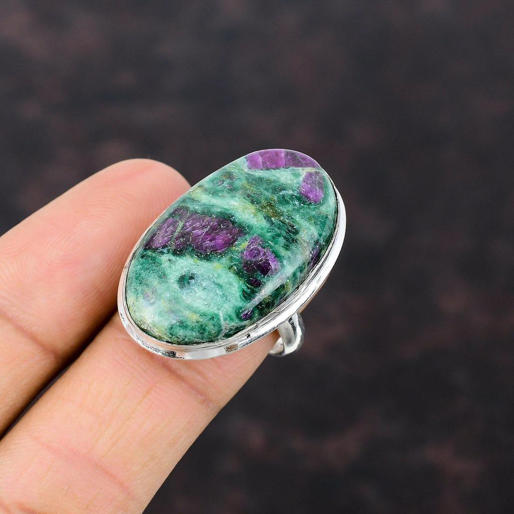 Кольцо с рубином и фукситом, кольцо из настоящего драгоценного камня, кольцо из стерлингового серебра 925 пробы, регулируемое кольцо, ювелирные изделия ручной работы в стиле бохо, кольцо последнего дизайна, подарок на годовщину