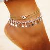 2024 3 Pcs Multi-Layer Anklet Set Handmade Round Pendant Beach Ankle Chain for Women Jewelry Party Gift