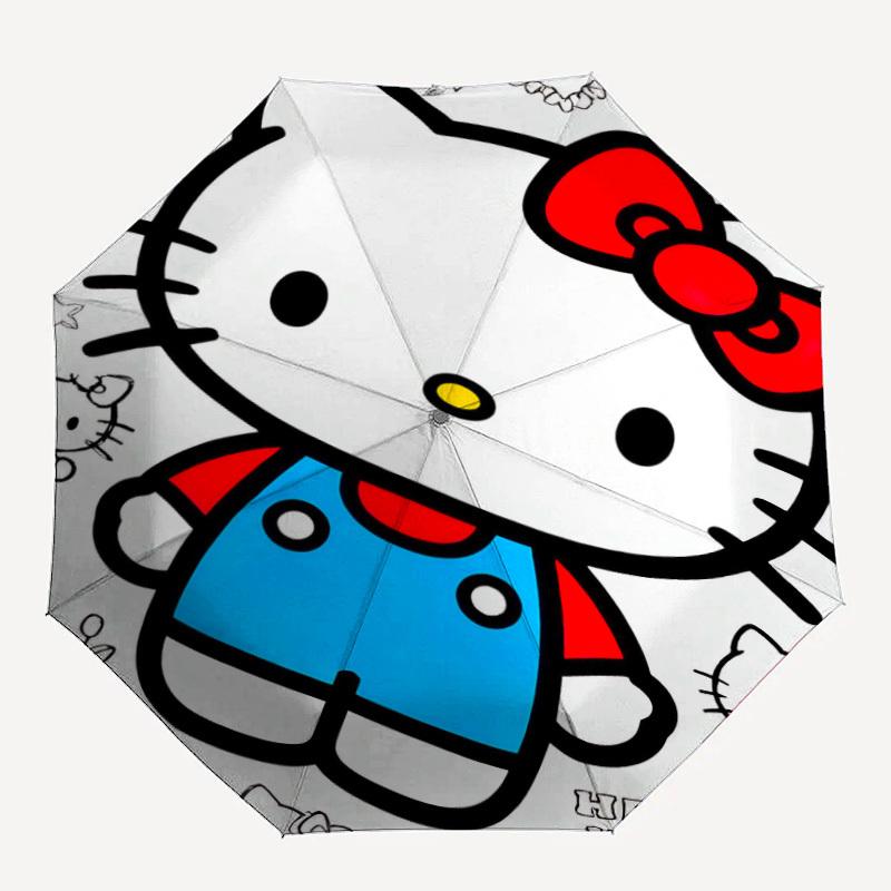 1 шт. Автоматический зонт-трость Hello Kitty с открыванием/закрыванием, 8 ребер, прочный каркас, компактный, для мужчин и женщин S1222011