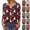 Long Sleeve Shirts For Women Halloween Pattern Print Graphic Tees Blouses Casual Plus Size Basic Tops Pullover