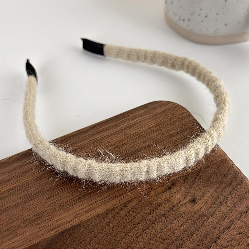 Retro Autumn Winter Wool Knitting Headbands Fashion Plush Elastic Hair Bands For Woman Girls Simple Sweet Temperament Hair Hoop