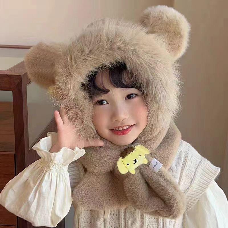 Children'S Winter Hat, Scarf, Integrated Hat, Two-Piece Set, Warm Baby Windproof Ear Protection, Thickened Two-Piece Set For Boys And Girls