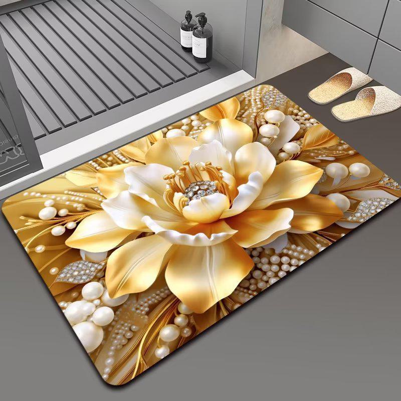 3D цветочный диатомовый грязепоглощающий нескользящий коврик для ванной комнаты, можно стирать в стиральной машине