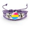Distinctive And Colorful Rainbow Flag Time Gemstone Purple Leather Bracelet