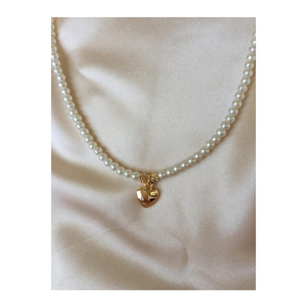 Золотое ожерелье с подвеской в ​​виде сердца с жемчугом