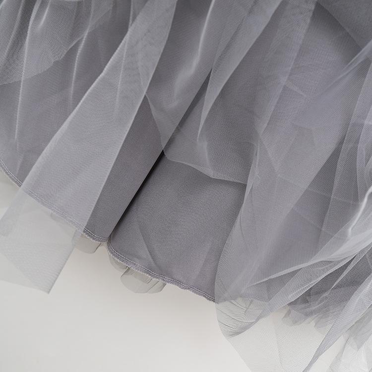 2024 Осень/Зима Многослойное А-силуэтное платье феи с оборками из сетки для женщин