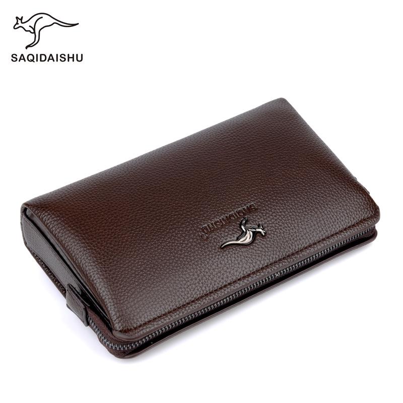 Saqi Kangaroo Men's Waterproof PU Business Clutch Bag - Casual Travel Handheld Bag