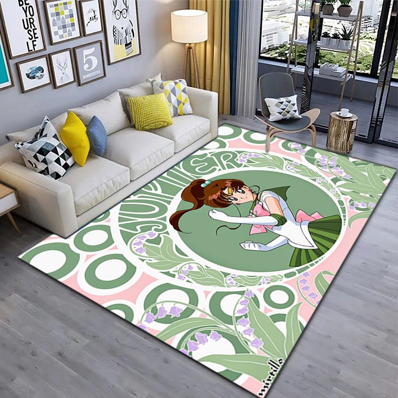 Cute cartoon theme Sailor Moon Tsukino Usagi cartoon rug Multifunctional household anti-slip decorative door mat, outdoor floor mat, and carpet Y6