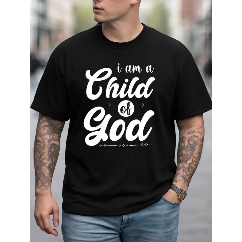 European Sizes unisex' Child of God Tee Black T-Shirt - Breathable Short Sleeve Crew Neck Casual Shirt Suitable for Office, Dates