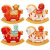 Chinese New Year Horse Figurine Chinese Resin Desktop Figurine Rocking Horse Ornament for Cars Home School Offices Cafes