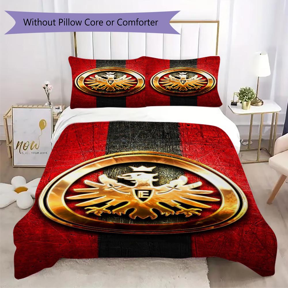 Eintracht Frankfurt Pattern Bedding uilt Set uilt Cover Pillowcase Home Decoration Birthday Gift (1 * duvet cover + 2 * pillowcase without core)