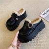 Плюшевые туфли Birkenstock на толстой подошве, шерсть и хлопок, с полуботинком, носить новую осенне-зимнюю стильную полуботинку, снегоступы