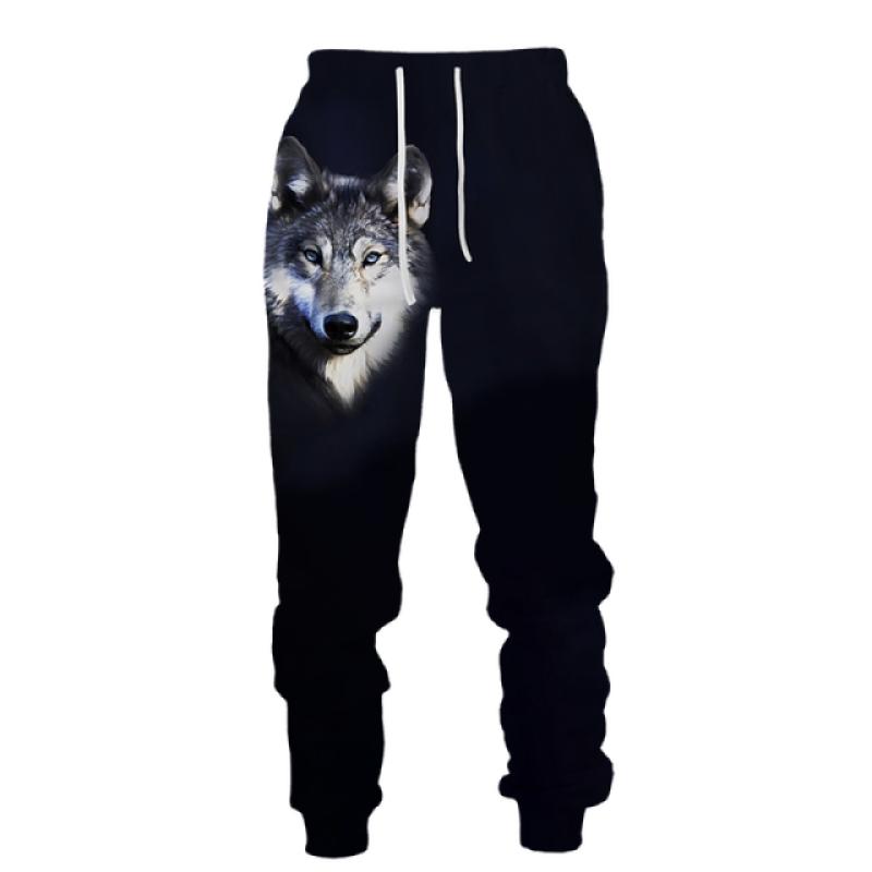 Повседневные брюки с 3D принтом волка, мужская спортивная одежда, длинные брюки, мужские уличные спортивные штаны, мужские брюки в стиле хип-хоп