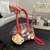 2025 Autumn Plaid Bear Handbag - Women's Fashion Crossbody Bag for Travel and Commute