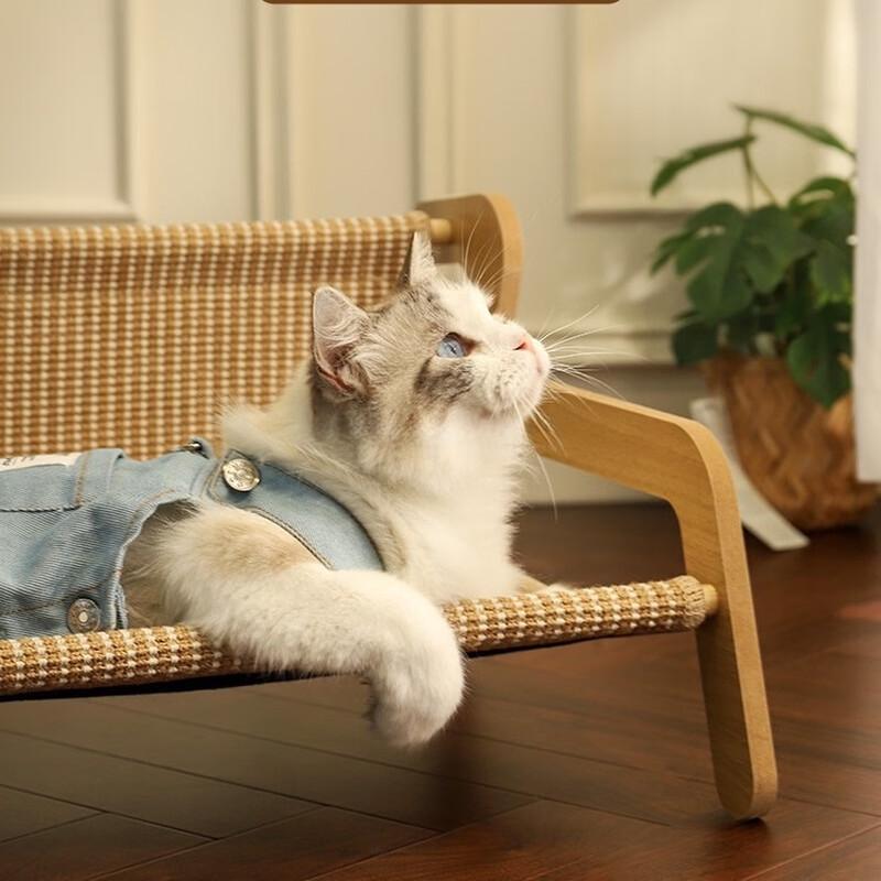 VZZS Rattan Cool Mat Cat Sofa Bed with Scratching Board