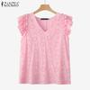 ZANZEA Women Casual V-Neck Cape Sleeve Lace Crochet Patchwork Summer Tank Tops