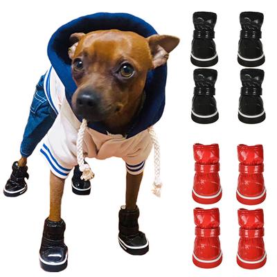 Зимняя обувь для собак, водонепроницаемые нескользящие зимние сапоги для домашних животных для маленьких собак, непромокаемая обувь, уличные кроссовки для щенков, аксессуары для плюшевых чихуахуа, 4 шт./компл.