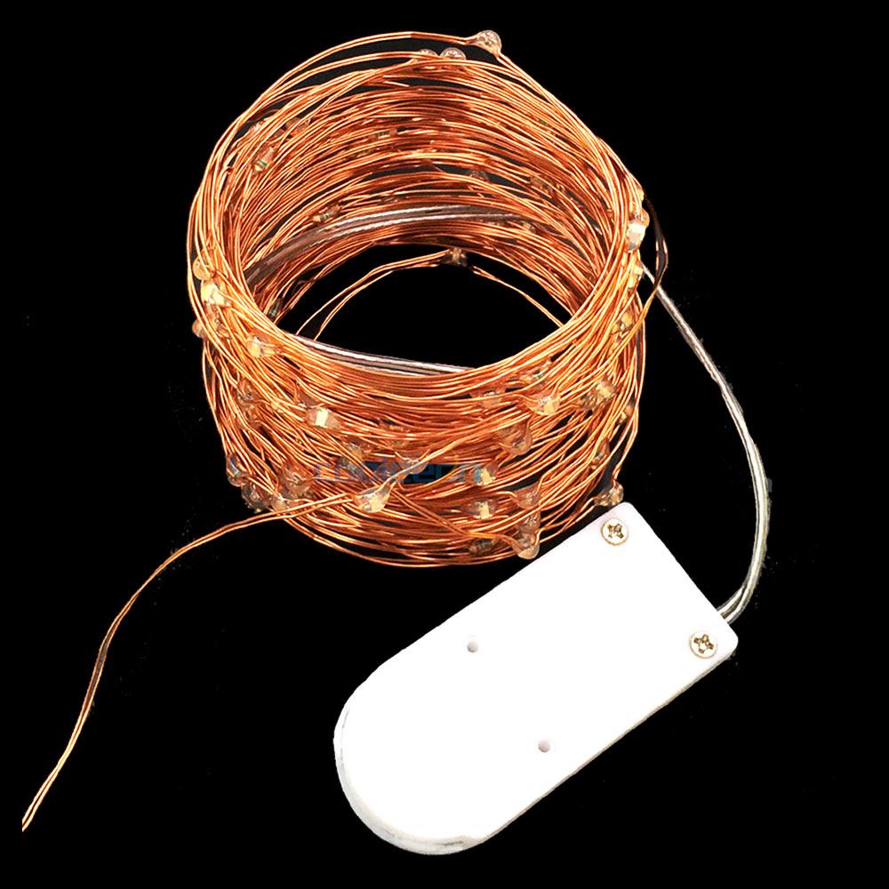 1 м 2 м 3 м 4 м светодиодная гирлянда из медной проволоки CR2032 кнопка питание от батареек цветная светодиодная лента лампа для праздничного рождественского декора