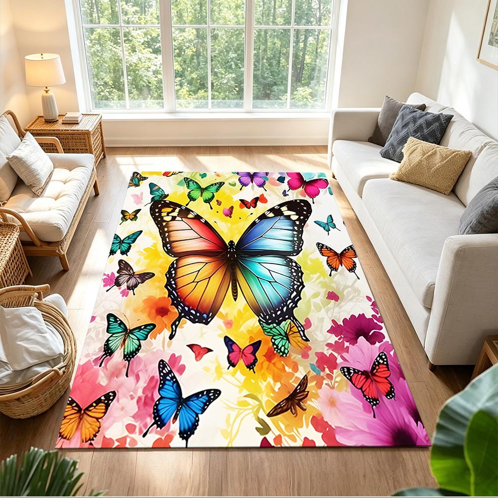 Purple Butterfly Night Magic Non-Slip Home Carpet Design for Office Decor Living Room Bedroom Gift