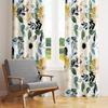 2Pc Yellow Floral And Green Leaf Pattern Curtains, Polyester Fabric, Machine Washable, Suitable For Living Room, Bedroom