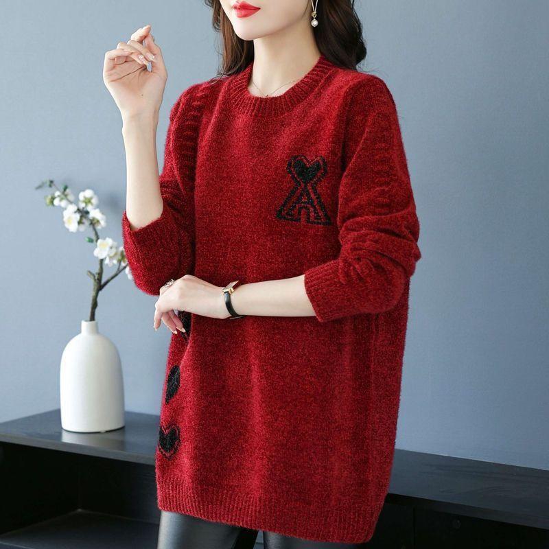 Женский свитер Осень Зима Оверсайз Утепленный Пуловер Теплый Вязаный Полосатый Базовый Слой Эластичный С Длинным Рукавом Джемпер Топы