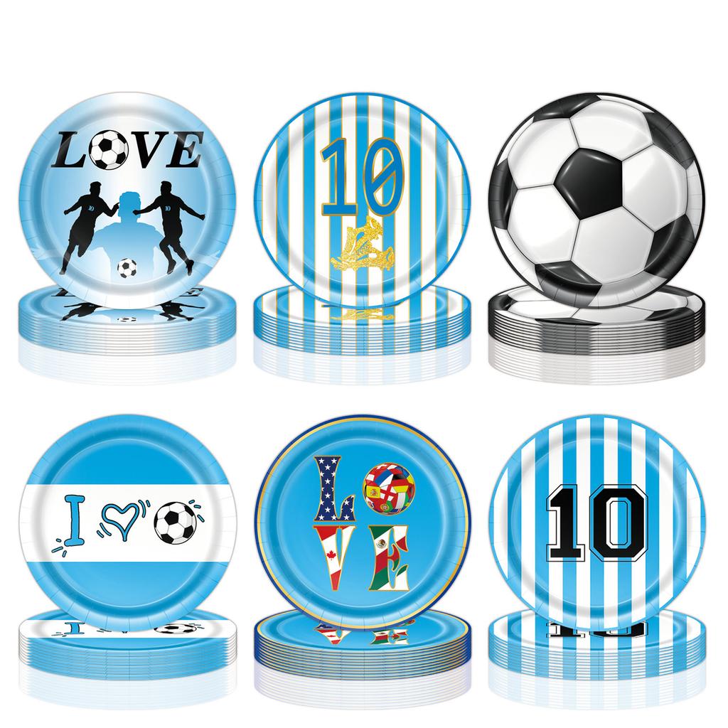 Popular Valentine'S Day Themed Tableware World Cup Party Supplies Denim Paper Plate Ladybug Birthday Ornaments