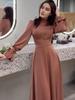 2025 Spring Satin Long-Sleeved Elegant Women's Waist Dress
