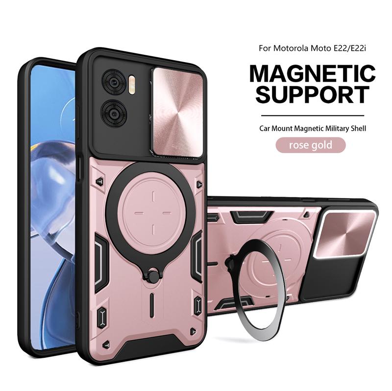 Для Motorola Moto E22i чехол с магнитной броней и металлическим кольцом-держателем, чехлы для телефонов MotoE22 E 22i E22 i Slide, защитная задняя крышка для камеры