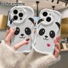 Phone Case: 2D flat design suitable for iPhone 18 17 16 15 14 13 Pro protective case, simple panda head, perfect Christmas and Halloween holiday gift