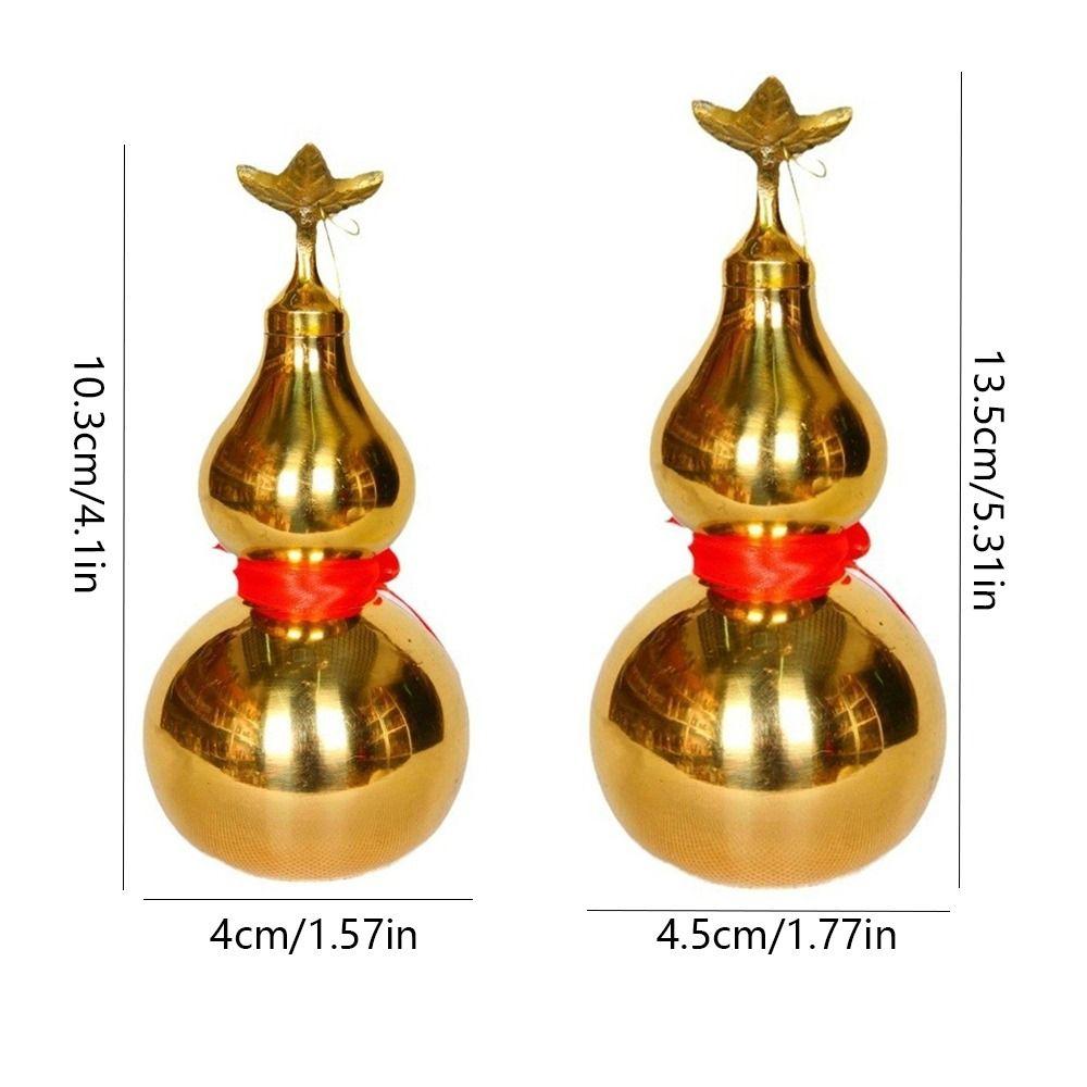 Латунная статуэтка тыквы 4/4,5 дюйма гладкая с крышкой, фигурка тыквы богатства, лист-лента, домашний декор, медный сувенир-тыква для гостиной