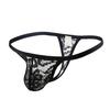 Men Underpants Hollow Out Lace Embroidery Slim Fit Comfortable Breathable T-back See-through Mesh