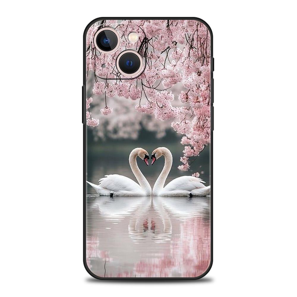 Elegant White Swan Design Phone Case Cover for iPhone 17 16 15 14 13 12 Pro Max 11 Pro Max 17 AIR Shockproof Soft TPU Shell Bags