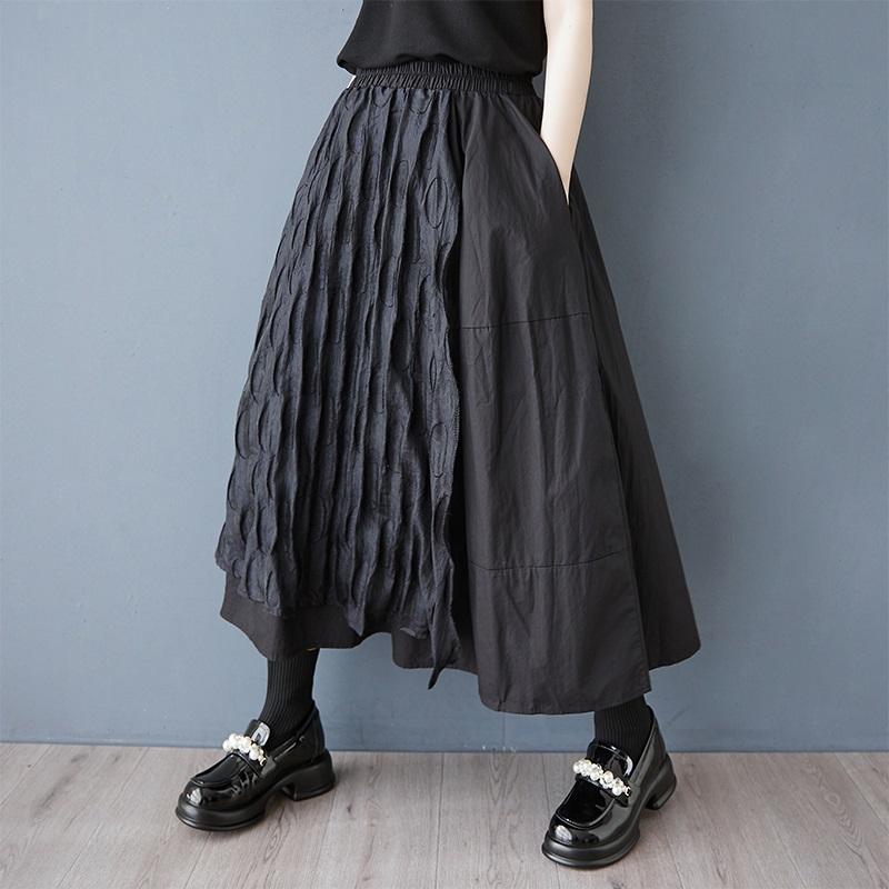 Black Cotton Mesh Plus Size High Waist Vintage Spring Summer Casual Loose Long for Woman Skirts Womens Skirt