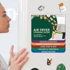 3Pcs Air Fryer Magnetic Cheat Sheet Cooking Times Reference Guide for 80 Foods Flip Chart and 6 Vinyl Decal Stickers