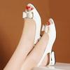 Footwear Buckles One Word Rhinestones Sandals for Women  Low Heels Office Work Bow Leather Summer Sandals