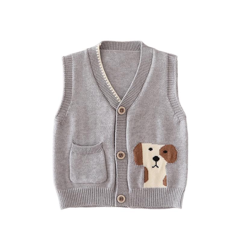 2026 Spring/Autumn Boy's Sleeveless Knit Cardigan Vest
