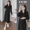 Korean Style Long Knitted Maternity Sweater Dress for Autumn/Winter