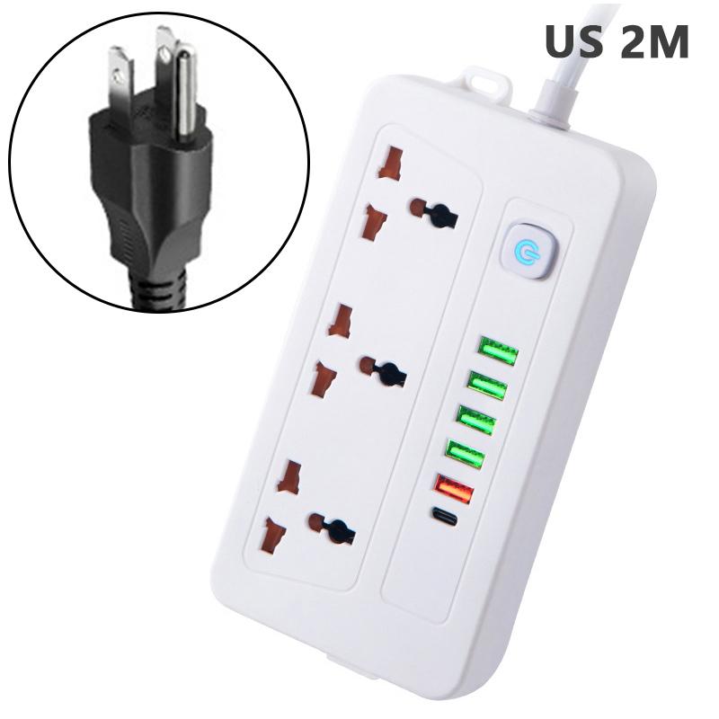 Универсальный удлинитель с 2/3 розетками и зарядным устройством на 6 портов USB, кнопка переключения удлинителя, удлинитель 2M/3M, розетка для удлинителя EU UK Us