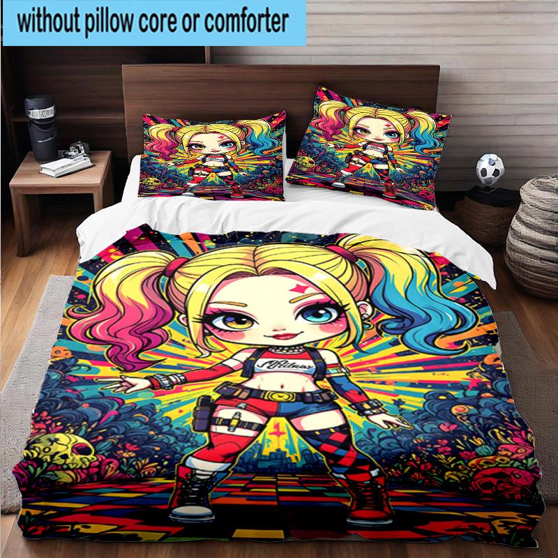 3PCS Dark Gothic clown Beauty 3pcs Bedding,Including 3PCS Duvet Cover And 2pcs Pillowcases Perfect for Christmas,Ideal for Bedroom, Dormitory
