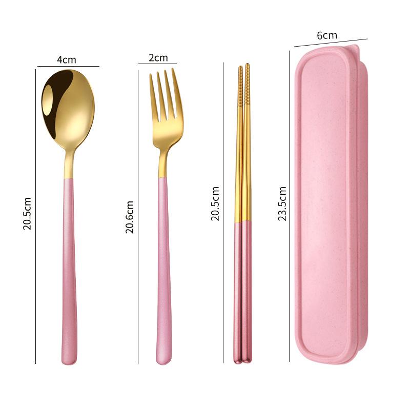 Three-Piece Japanese Stainless Steel Cutlery Set: Spoon, Fork, Chopsticks