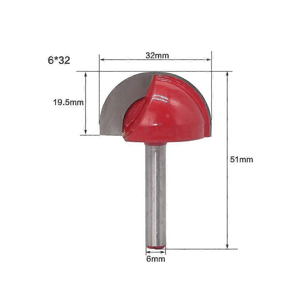 4 Pcs 6mm Shank Router Core Box Bits CNC Round Groove Milling Cutter Woodworking Tools 16mm/22mm/25mm/32mm ZeGoods