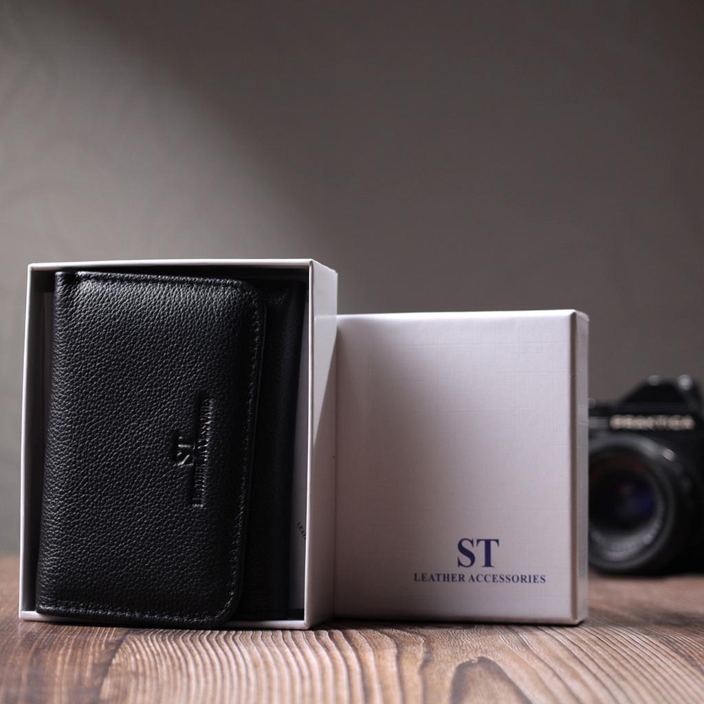 Beautiful Women's Wallet with Coin Holder Made of Genuine Leather ST Leather 22728 Black