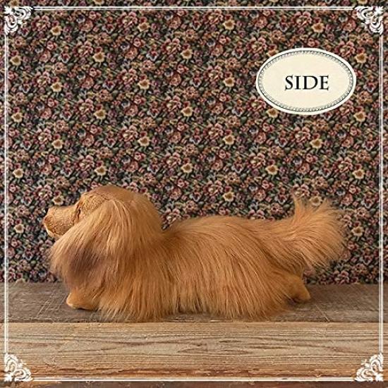Realistic Nini and Kino Plush Toy Dog Realistic Lying Dog Total Length Approximately 40cm Pet Long [Stuffed Dog] (Dachshund Red)